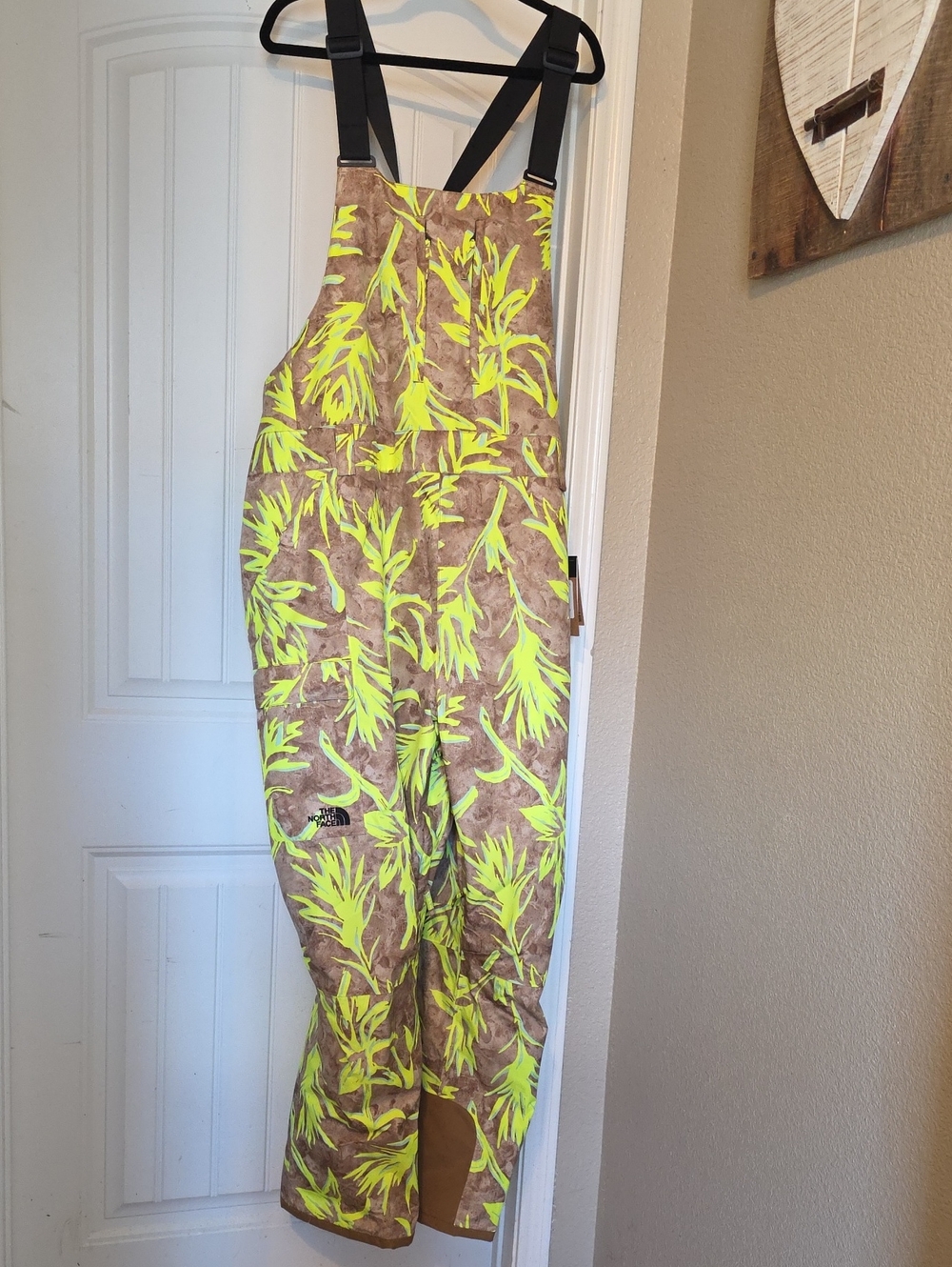 The North Face Brown And Neon Yellow Bib Overalls with Mathching Jacket